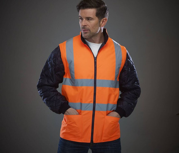YOKO YK008SL - HI-VIS QUILTED JACKET WITH DETACHABLE SLEEVES