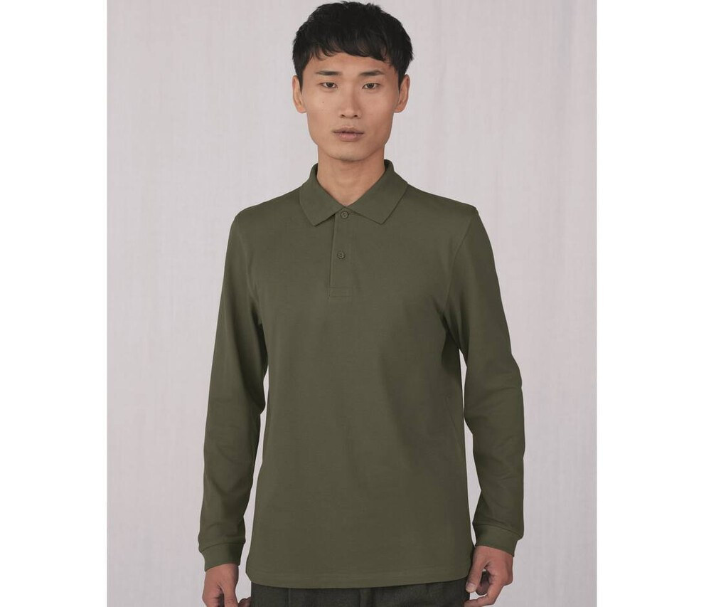 B&C BCU425 - Poloshirt a maniche lunghe in piqué fine
