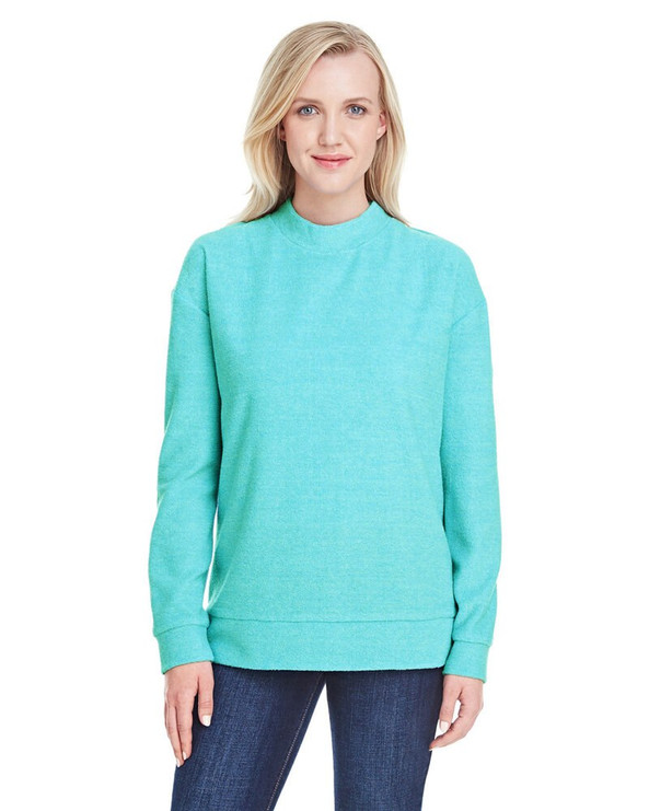 J. America JA8428 - Ladies Weekend French Terry Mock Neck Crew