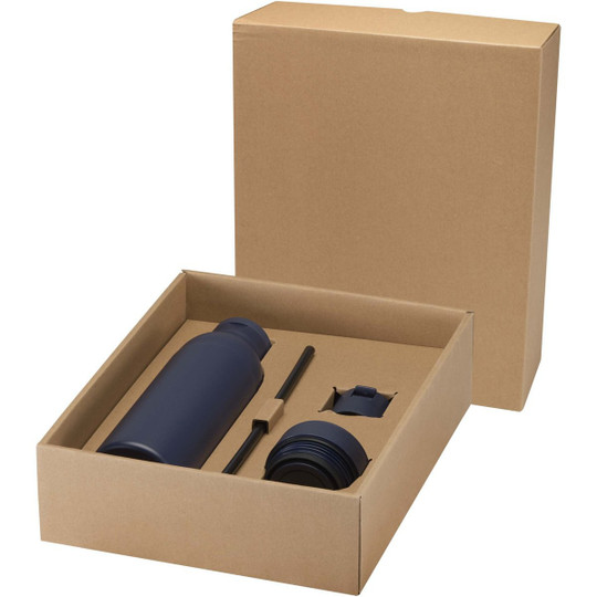 Illuminate 650 ml RCS-zertifizierte doppelwandige Trinkflasche aus recyceltem Edelstahl mit 3-teiligem Deckelset  - EgotierPro 100890