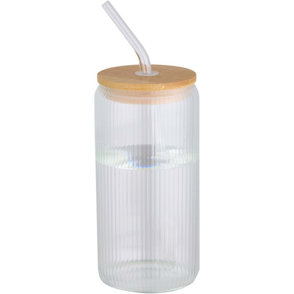 Mirage 500 ml single-walled borosilicate glass jar with bamboo lid - EgotierPro 100931