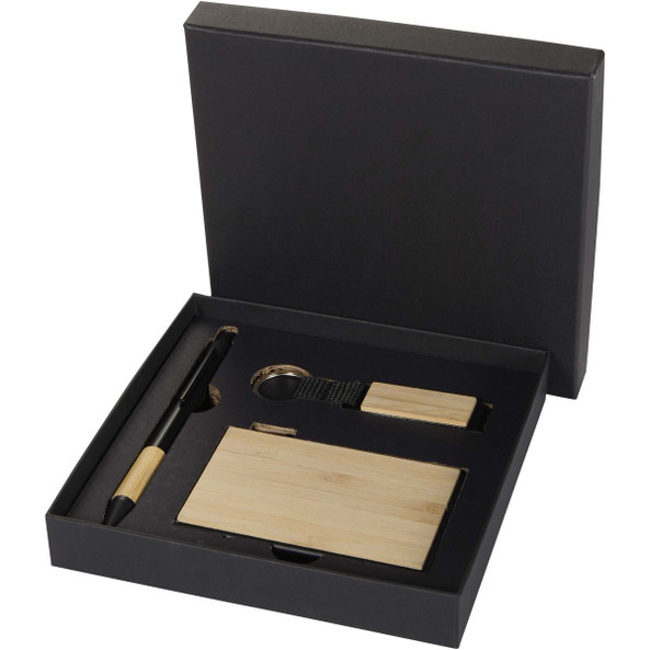 Minka Set mit Kugelschreiber aus RCS Recycling-Aluminium, Schlüsselanhänger und RFID-Kartenhalter - EgotierPro 106337