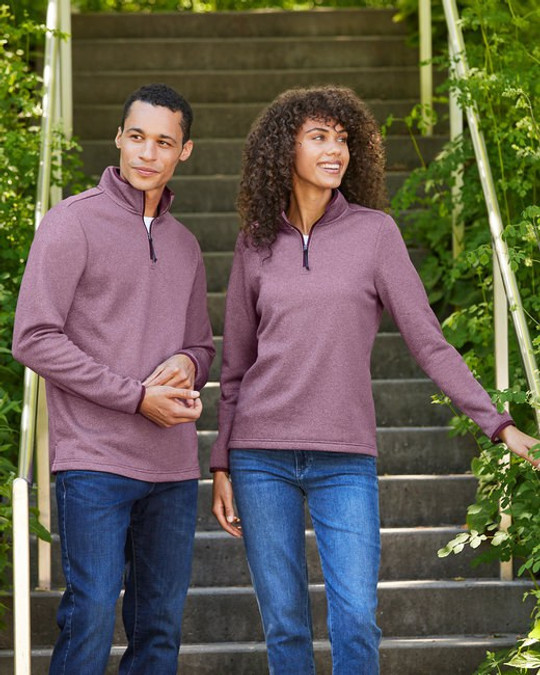 CORE365 CE73W - Veste Venture à rayures chinées pour dames - Quarter-Zip
