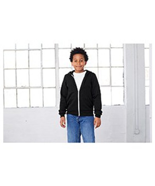Bella+Canvas 3739Y - Sweatshirt à capuche avec fermeture éclair en polaire éponge pour les jeunes