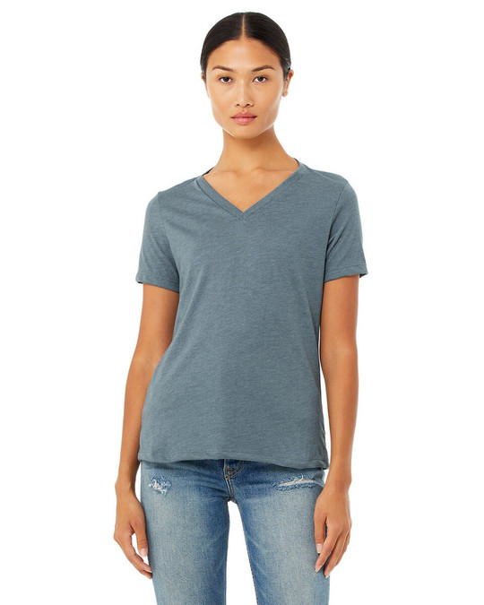 Bella+Canvas 6405CVC - T-shirt à col en V en jersey CVC et chaume relaxant pour dames