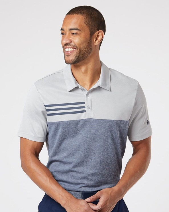 Adidas A508 - Polo de 3 rayas de color jaspeado