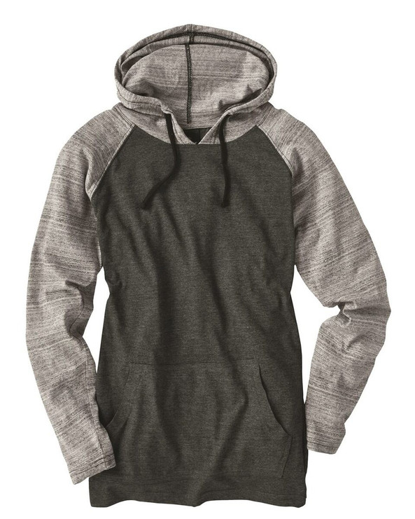 Burnside 8127 - Camiseta de raglán con capucha teñida en hilo