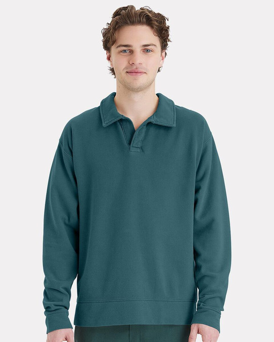 ComfortWash by Hanes GDH490 - Sudadera con cuello de polo teñido en prenda