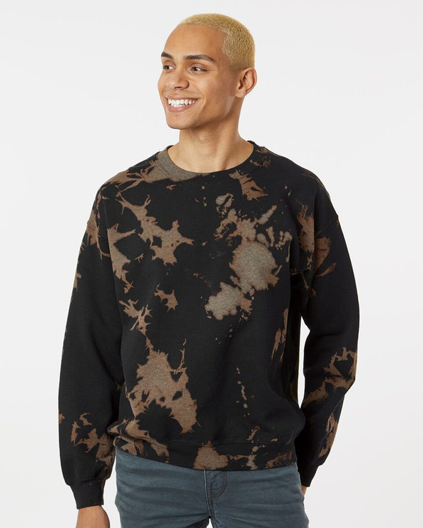 Dyenomite 681BW - Essential Fleece Bleach Wash Crewneck Sweatshirt