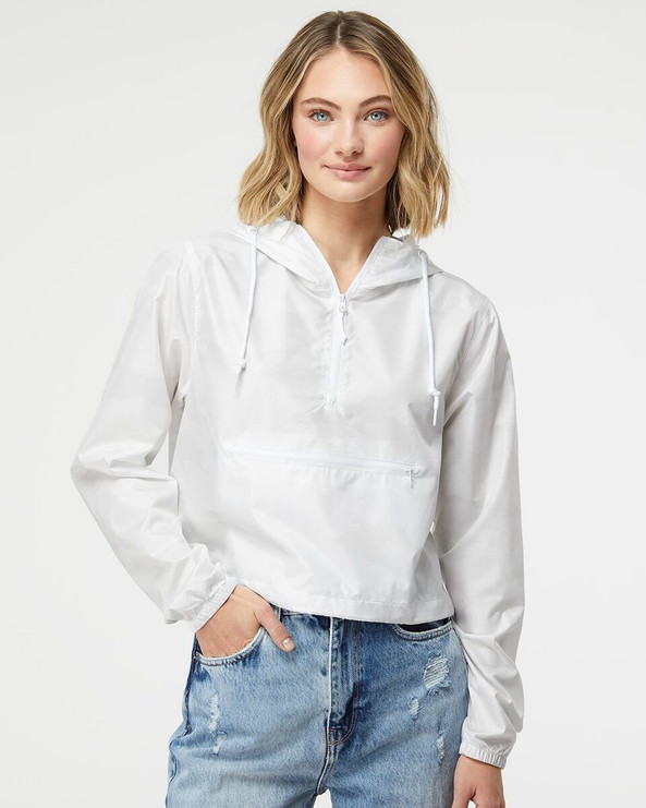 Independent Trading Co. EXP64CRP - Women's Lightweight Quarter-Zip Pullover Crop Windbreaker