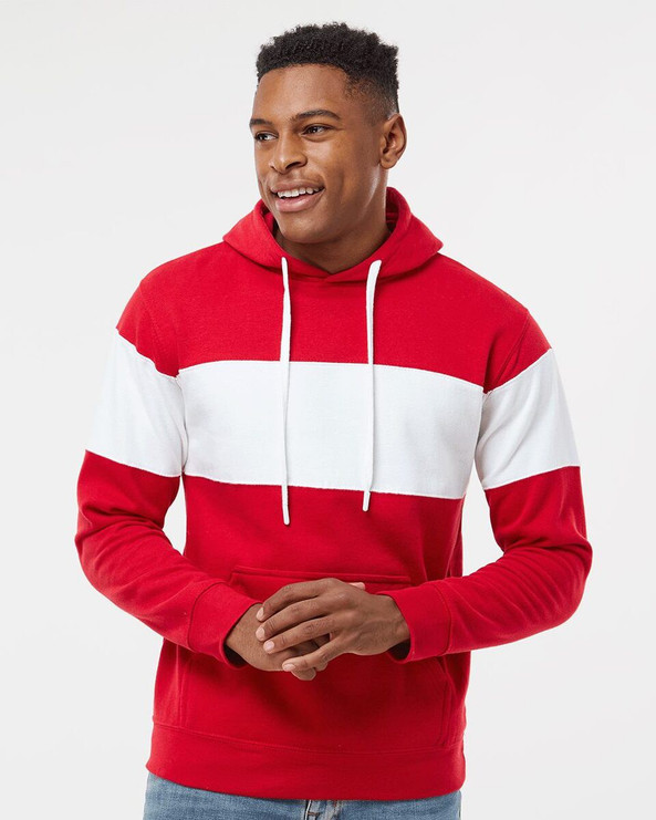 J. America 8644 - Sudadera con capucha Varsity Fleece Colorblocked
