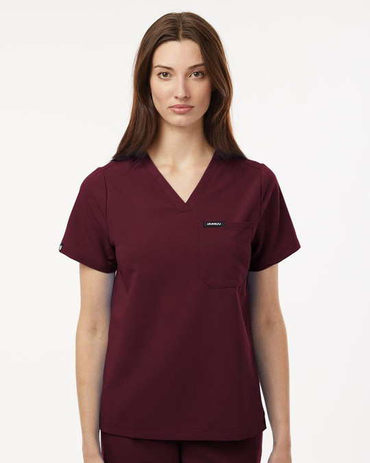 Jaanuu W10001 - Blusa médica Rhena Essential, cuello en V, 1 bolsillo, mujer