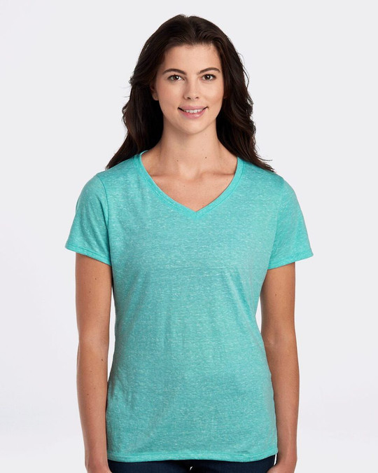JERZEES 88WVR - Camiseta de cuello en V de mujer Snow Heather Jersey