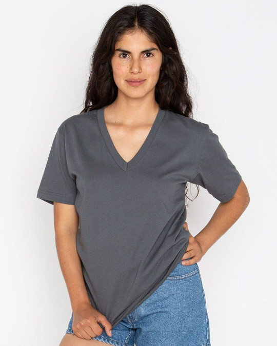 Los Angeles Apparel 24056 - USA-Made Fine Jersey V-Neck T-Shirt