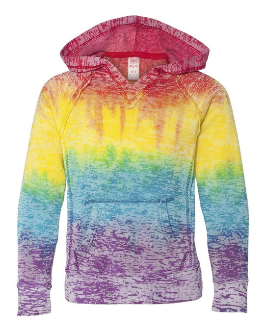MV Sport W1162Y - Girls’ Courtney Burnout V-Notch Hooded Sweatshirt