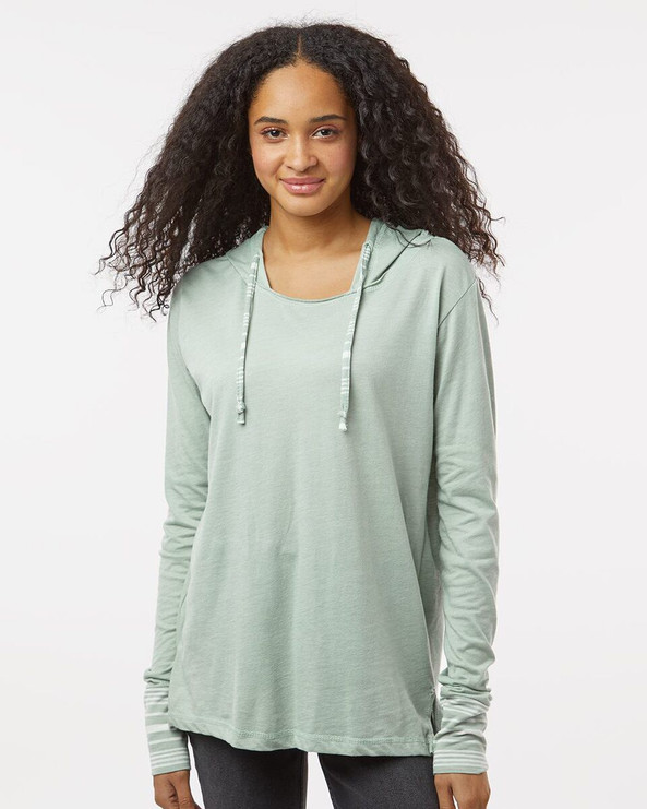 MV Sport W19439 - Women's Heathered Jersey Hooded Tunic