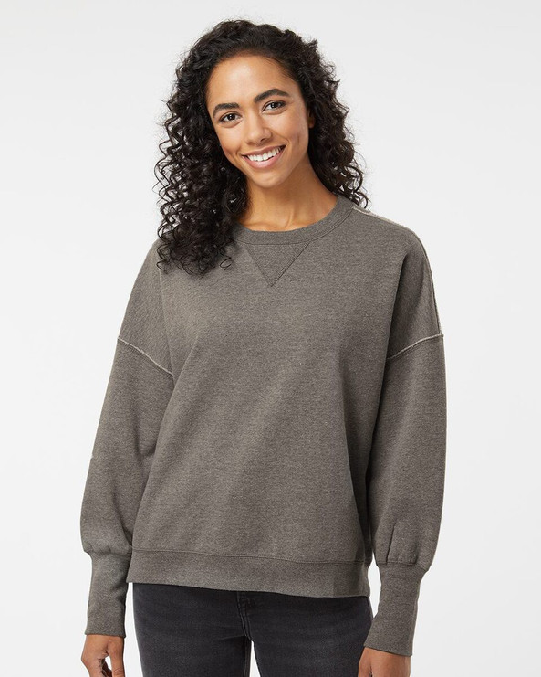 MV Sport W22712 - Sudadera de cuello redondo de vellón afelpado para mujer