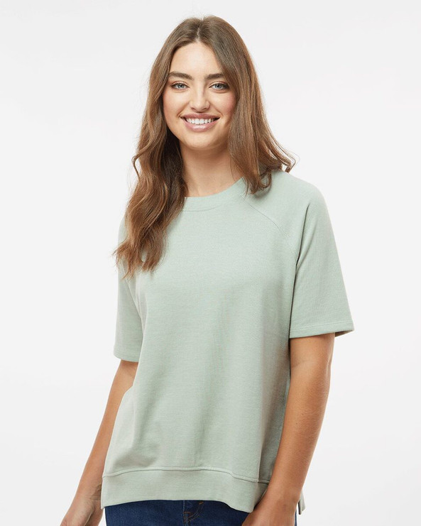 MV Sport W23711 - Women's French Terry Short Sleeve Crewneck Pullover