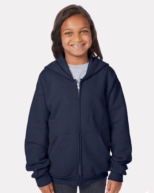 Hanes P480 - Sudadera con capucha y cremallera completa EcoSmart® Youth