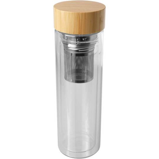 Bailey 400 ml borsilicate glass infuser bottle with bamboo lid - EgotierPro 100810