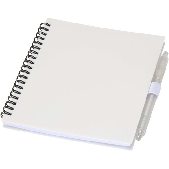 Niove recycled plastic soft cover notebook and ballpoint pen set (blue ink) - EgotierPro 106298