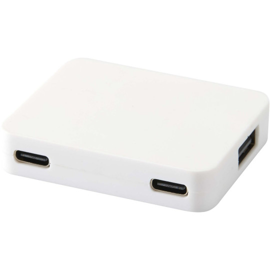 Gaia 4 poorts USB hub met uitgangen voor USB-A en Type-C en dubbele ingang van gerecycled plastic - EgotierPro 124449