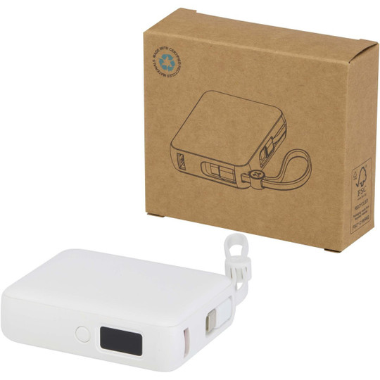 Acrux 35 W 10.000 mAh Tablet Powerbank mit integriertem Typ-C-Kabel aus recyceltem Kunststoff - EgotierPro 124450