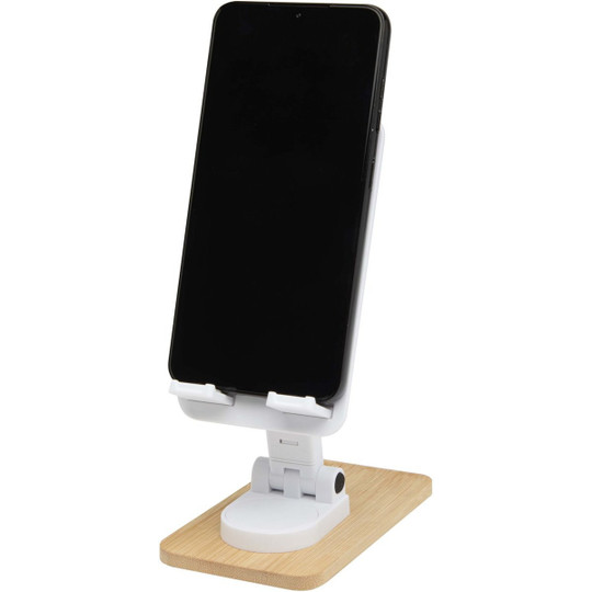Alfirk recycled plastic foldeable desk phone stand with bamboo details - EgotierPro 124464