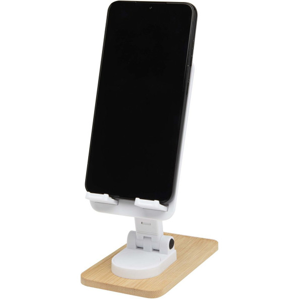 Alfirk recycled plastic foldeable desk phone stand with bamboo details - EgotierPro 124464