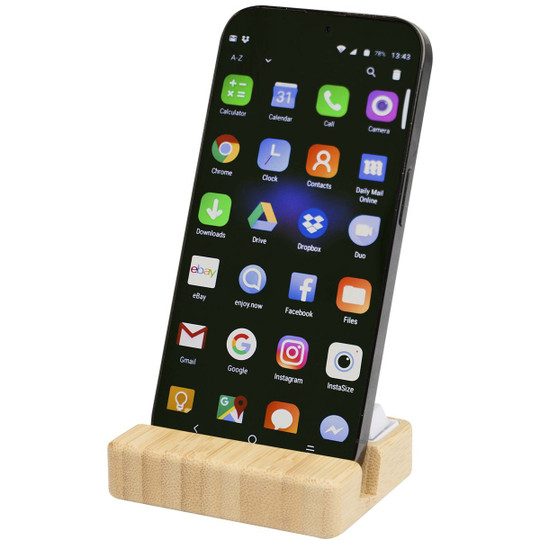 Algol telefoonstandaard en fidgetspeeltje van gerecycled plastic met bamboedetails - EgotierPro 124466