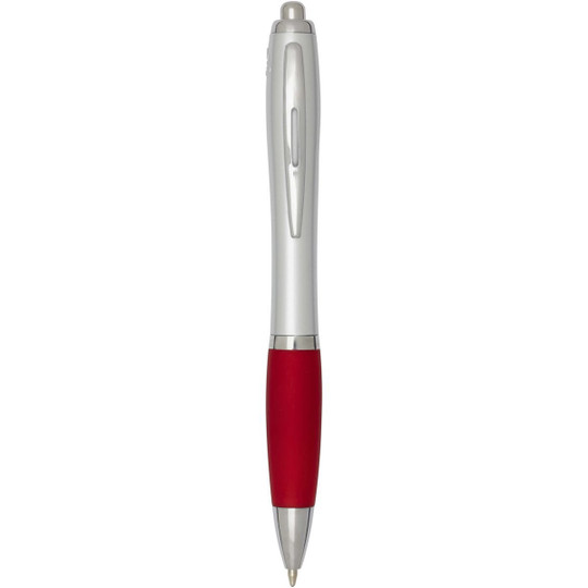 Nash RCS recycled plastic ballpoint pen with silver barrel and coloured grip (black ink) - EgotierPro 106449