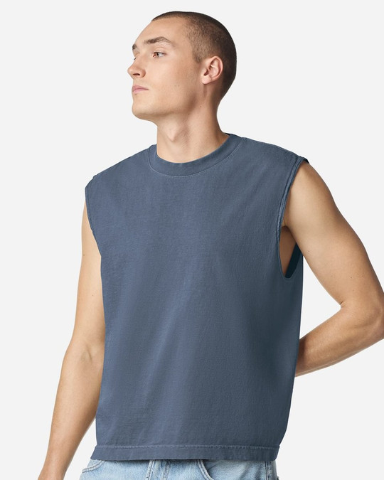 American Apparel 207GD - Camiseta sin mangas unisex de algodón pesado teñida en prenda de longitud media