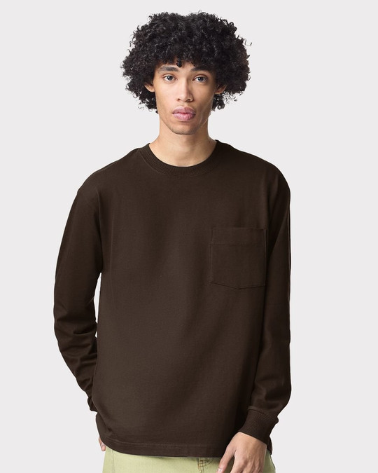 American Apparel 9410 - Camiseta de manga larga unisex super pesada con bolsillo