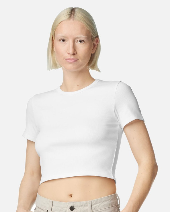 American Apparel BR210 - Camiseta corta de algodón acanalado para mujer