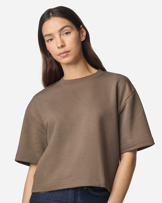 American Apparel FTCB0 - Top cuadrado de longitud media de felpa francesa para mujer