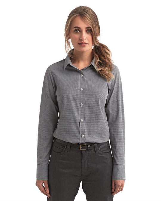 Artisan Collection by Reprime RP320 - Camisa de algodón de cuadros vichy para mujer