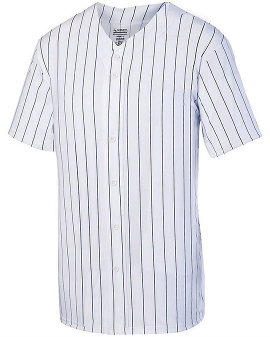 Augusta Sportswear 1686 - Jersey de béisbol juvenil a rayas finas con botonadura completa