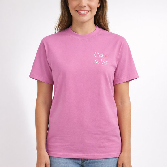 Bedrukt "C'est la vie" T-shirt 11380-N1DCV