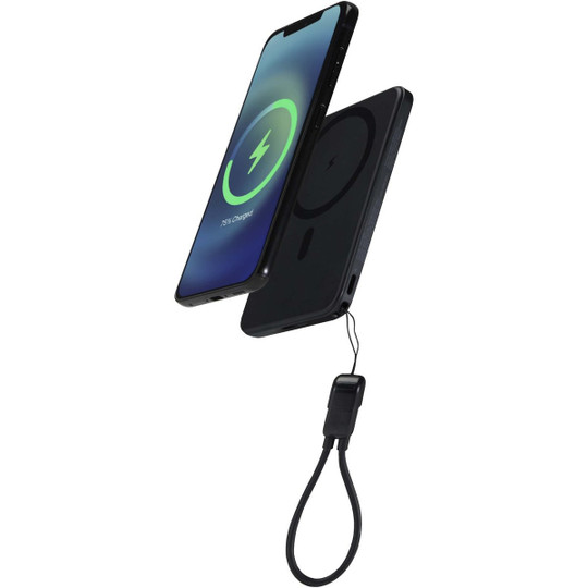 SMART 5000 mAh Powerbank aus recyceltem Kunststoff mit Magnetverschluss und Lanyard - EgotierPro 124529