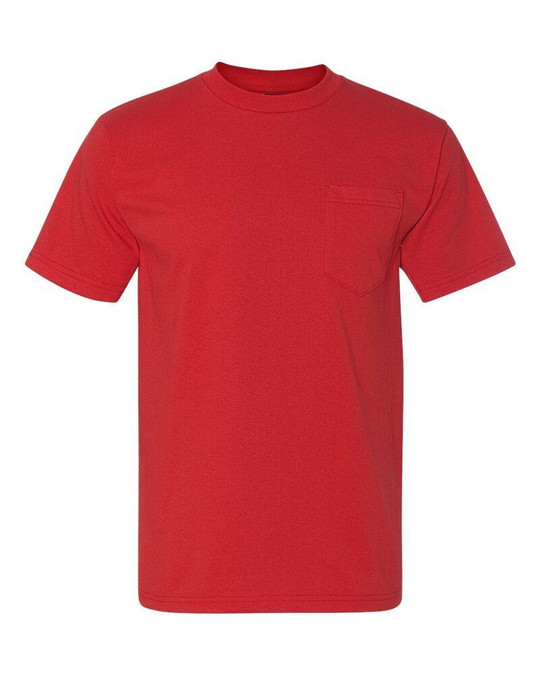 Bayside 3015 - Camiseta de Manga Corta con Bolsillo Hecha en Unión