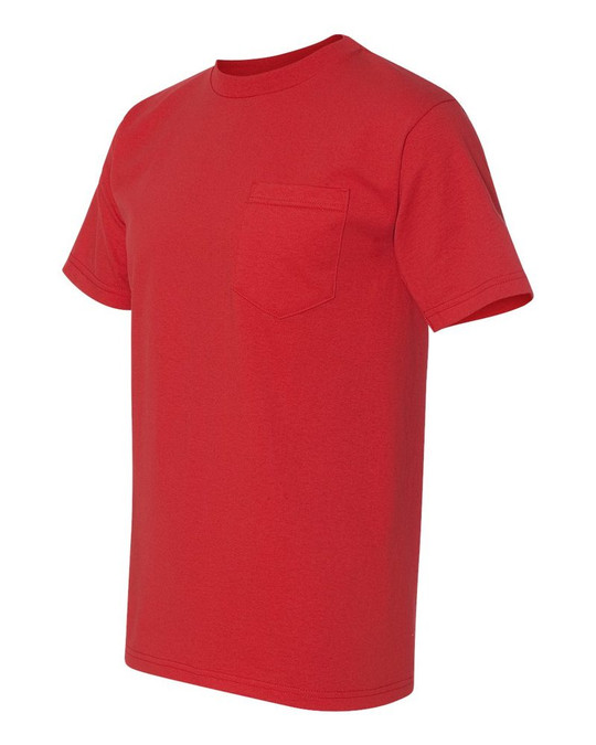 Bayside 3015 - Camiseta de Manga Corta con Bolsillo Hecha en Unión