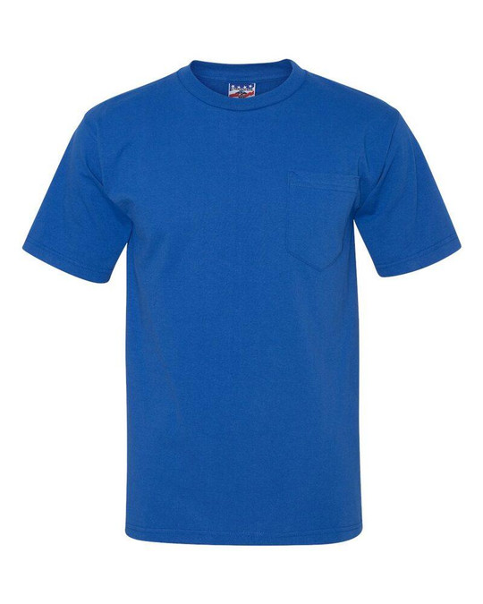 Bayside 3015 - Camiseta de Manga Corta con Bolsillo Hecha en Unión