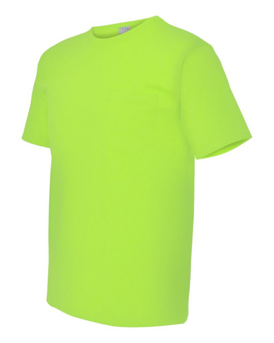 Bayside 5070 - Camiseta de Manga Corta con Bolsillo Hecha en USA