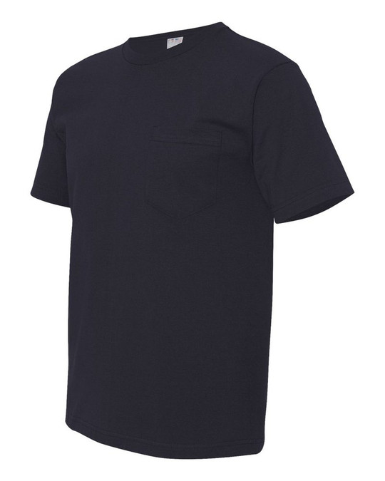 Bayside 5070 - Camiseta de Manga Corta con Bolsillo Hecha en USA