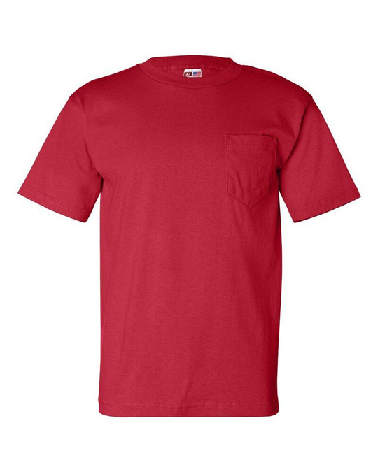Bayside 7100 - Camiseta de Manga Corta con Bolsillo Hecha en USA