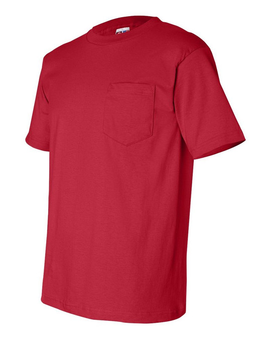 Bayside 7100 - Camiseta de Manga Corta con Bolsillo Hecha en USA