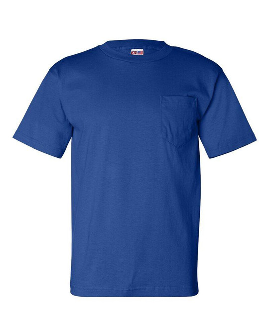 Bayside 7100 - Camiseta de Manga Corta con Bolsillo Hecha en USA