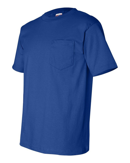 Bayside 7100 - Camiseta de Manga Corta con Bolsillo Hecha en USA