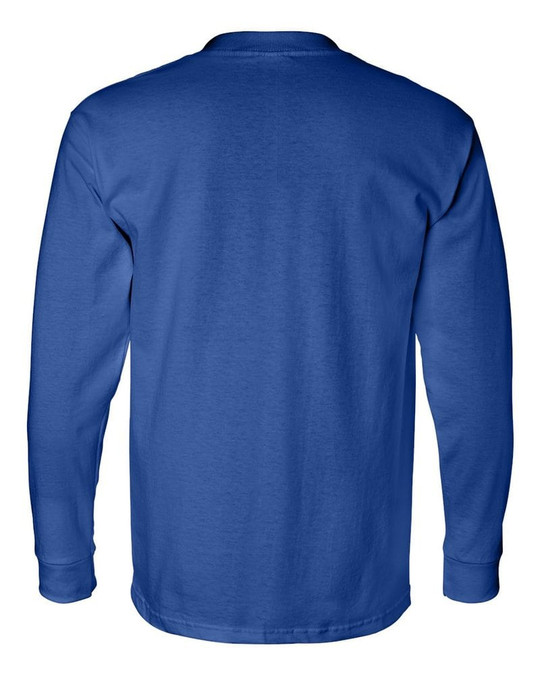 Bayside 8100 - Camiseta de Manga Larga con Bolsillo Hecha en USA