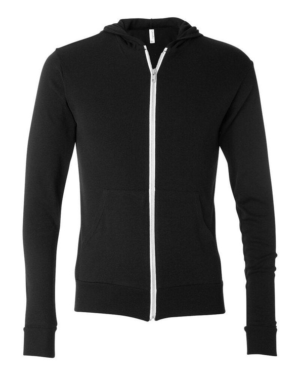 Bella+Canvas 3939 - Triblend Unisex Lightweight Hooded Full-Zip T-Shirt